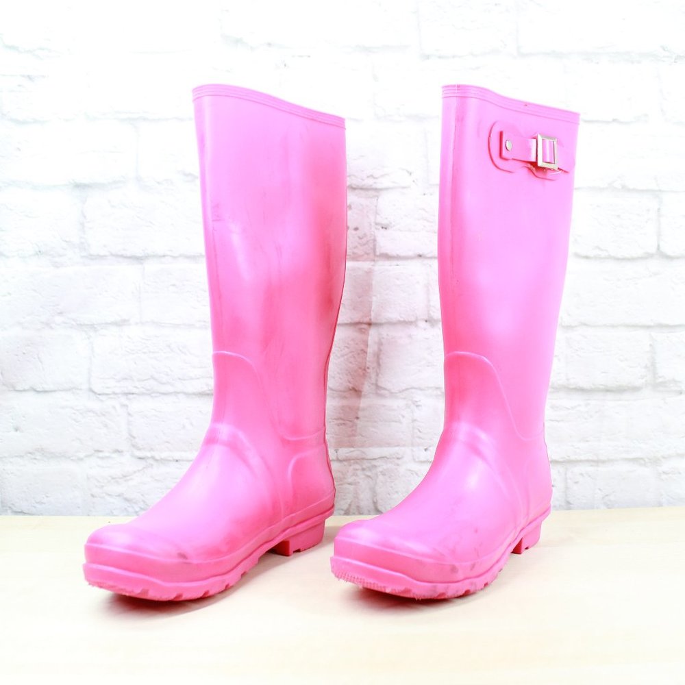 ITASCA Pink Rubber Knee High Rain Gardening Boots - Picture 2 of 8